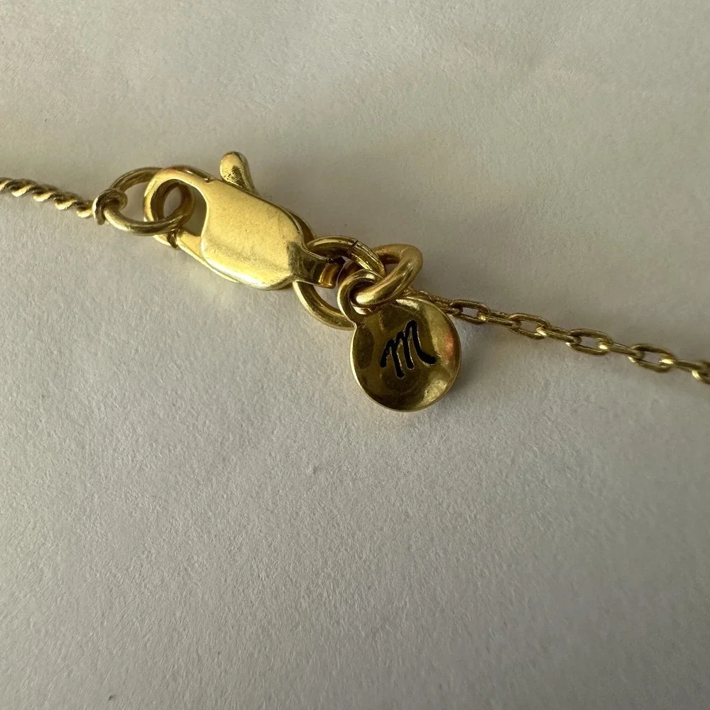 Madewell Gold Tone Daisy Flower Station Necklace Beaded Chain Blue Boho Dainty - Picture 3 of 6